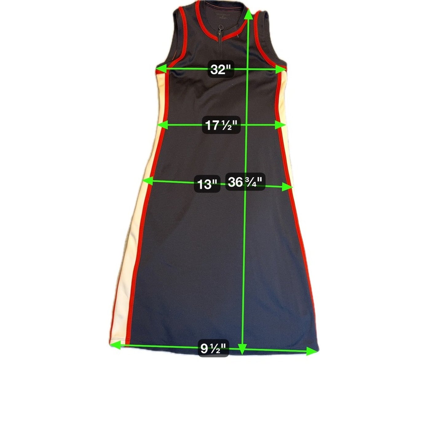 Tory Sport Dress Sleeveless Zip Front Athletic Navy Red Trim
