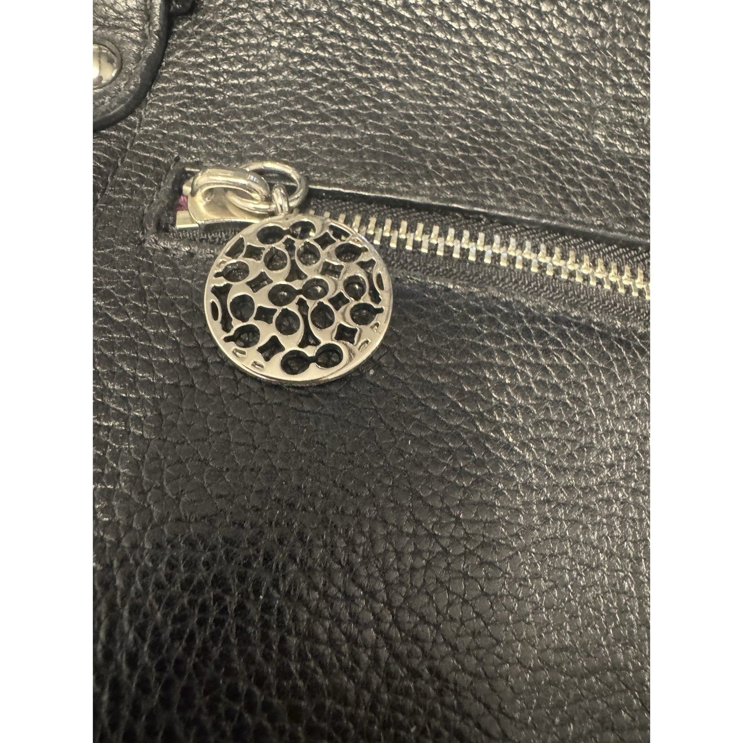 Coach Kristin Satchel Black Pebbled Leather Shoulder Crossbody Bag Purse 16”