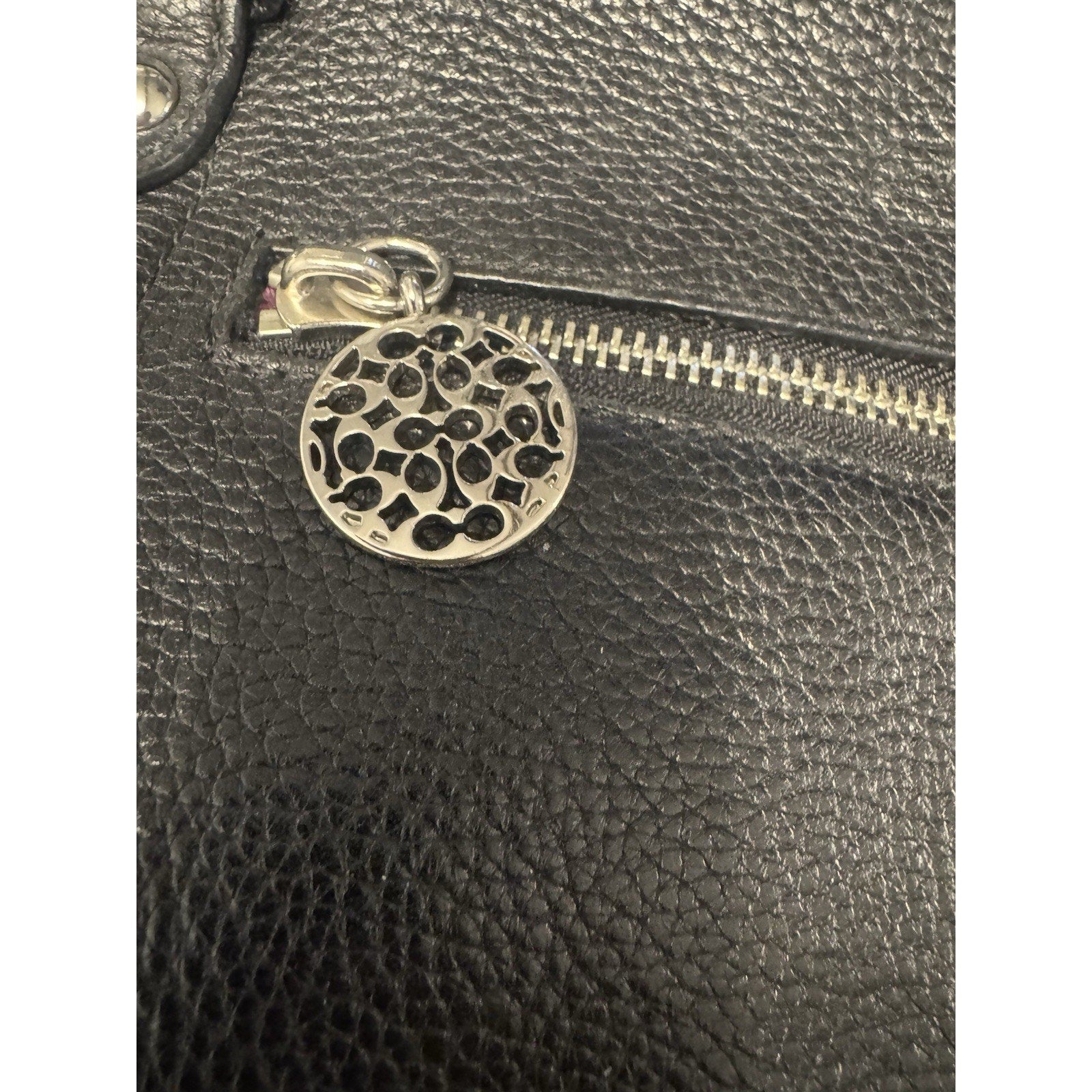Coach Kristin Satchel Black Pebbled Leather Shoulder Crossbody Bag Purse 16”