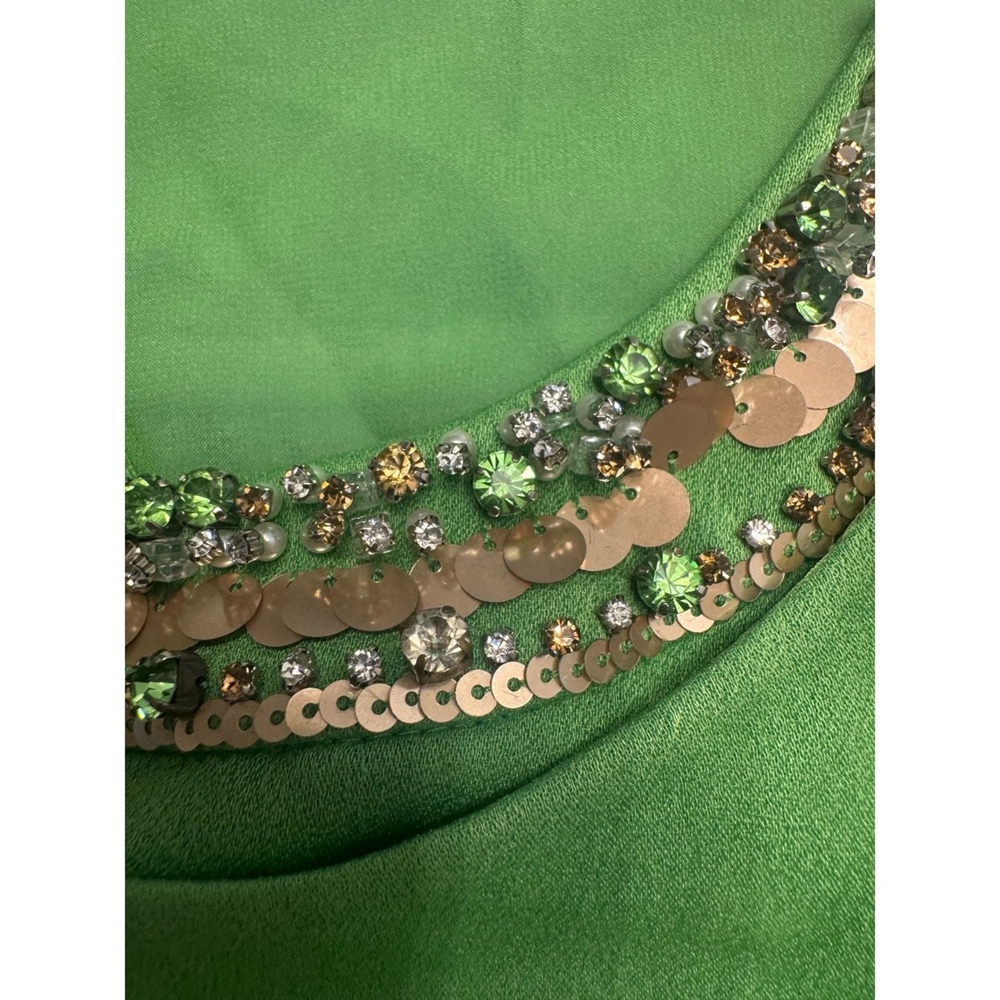 3.1 Phillip Lim Green Mod Mini Dress Sleeveless Cocktail Party Gold Trim Details size 0