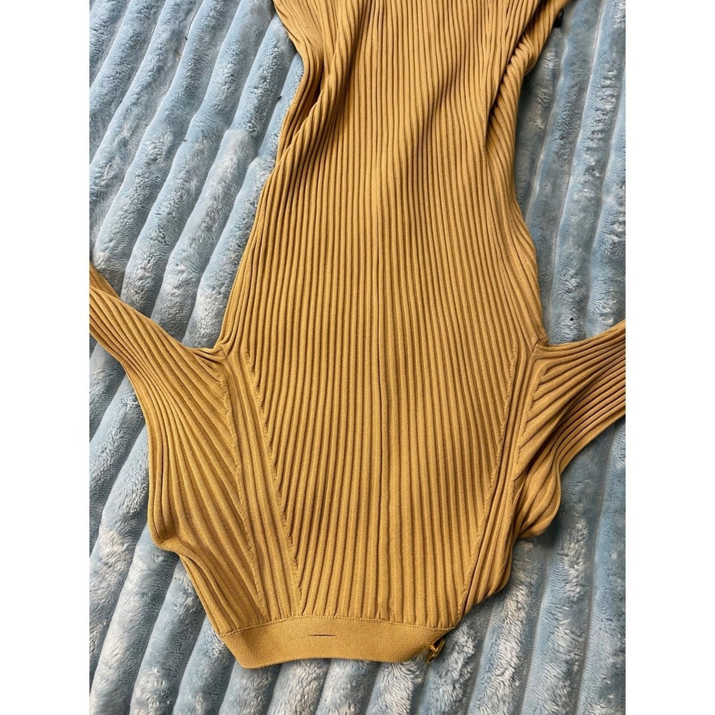Proenza Schouler Ribbed Knit Long Sleeve Maxi Cardigan Dress Mustard Yellow S