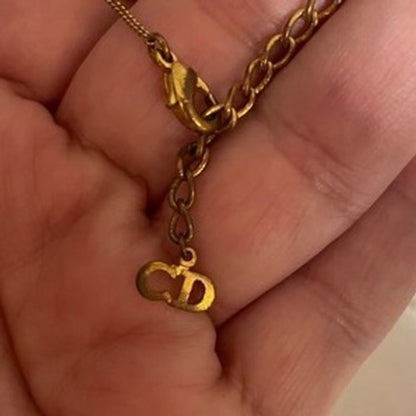 Christian Dior Gold Tone Lock Charm Chain Necklace