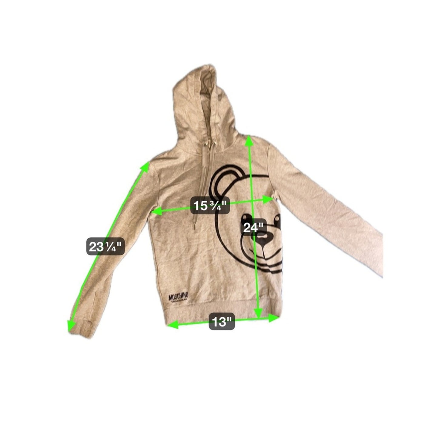 Moschino Underwear Grey Teddy Bear Hoodie Zip Up Sweatshirt size M