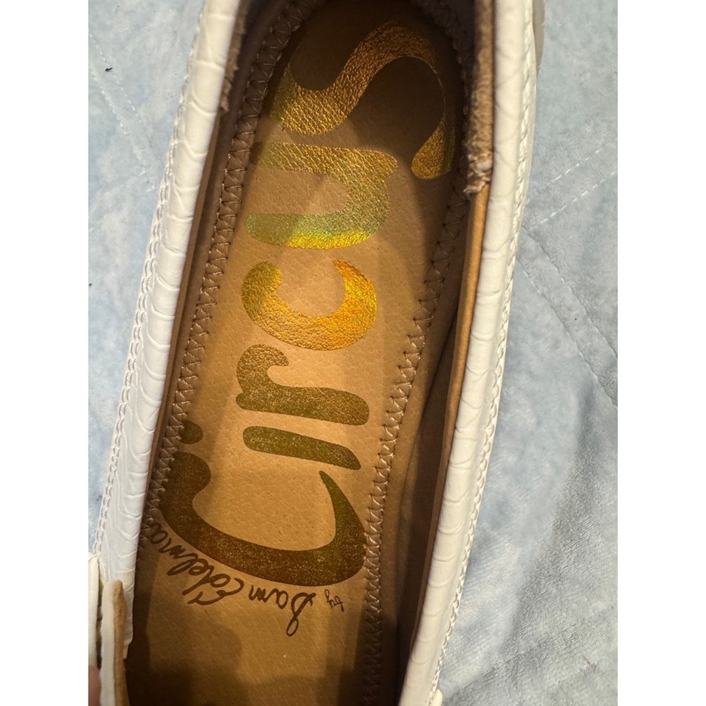 Circus by Sam Edelman Loafers Womens Size 8.5 White Lug Sole Gold Hardware