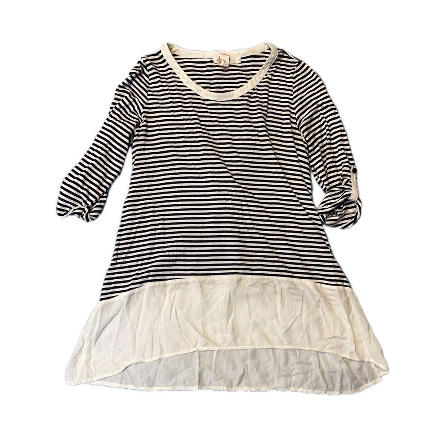 Derek Heart Striped Dress with Sheer Chiffon Hem Size S