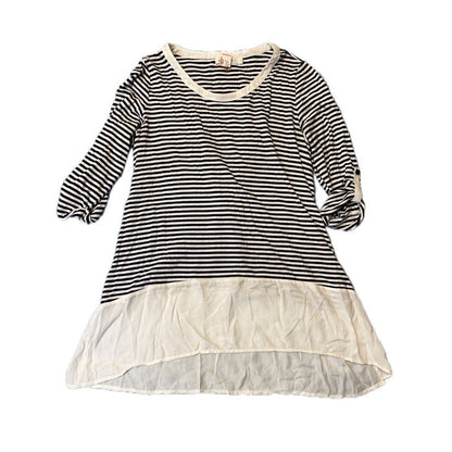 Derek Heart Striped Dress with Sheer Chiffon Hem Size S