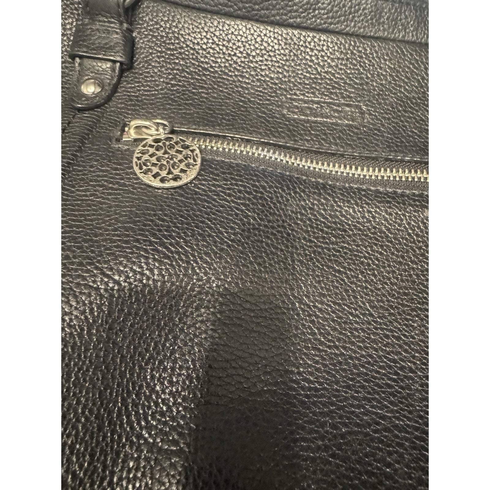 Coach Kristin Satchel Black Pebbled Leather Shoulder Crossbody Bag Purse 16”