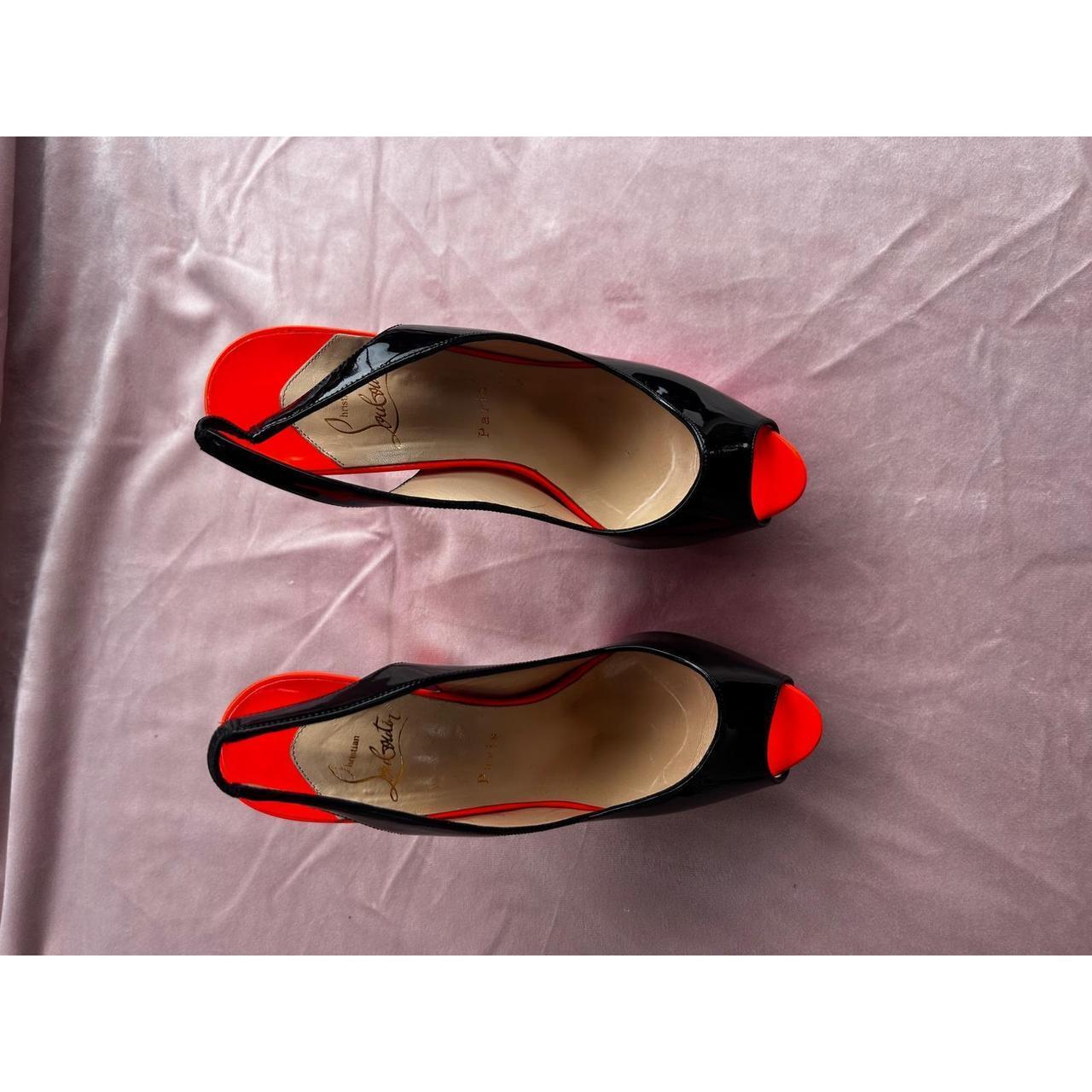 Christian Louboutin Lady Peep Sling Women's Size 9.5 Black Rose Matador