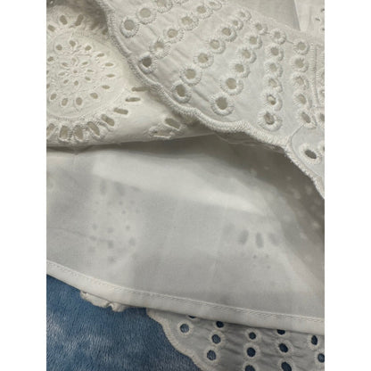 Adrianna Papell White Eyelet Puff Sleeve Dress – Size 8