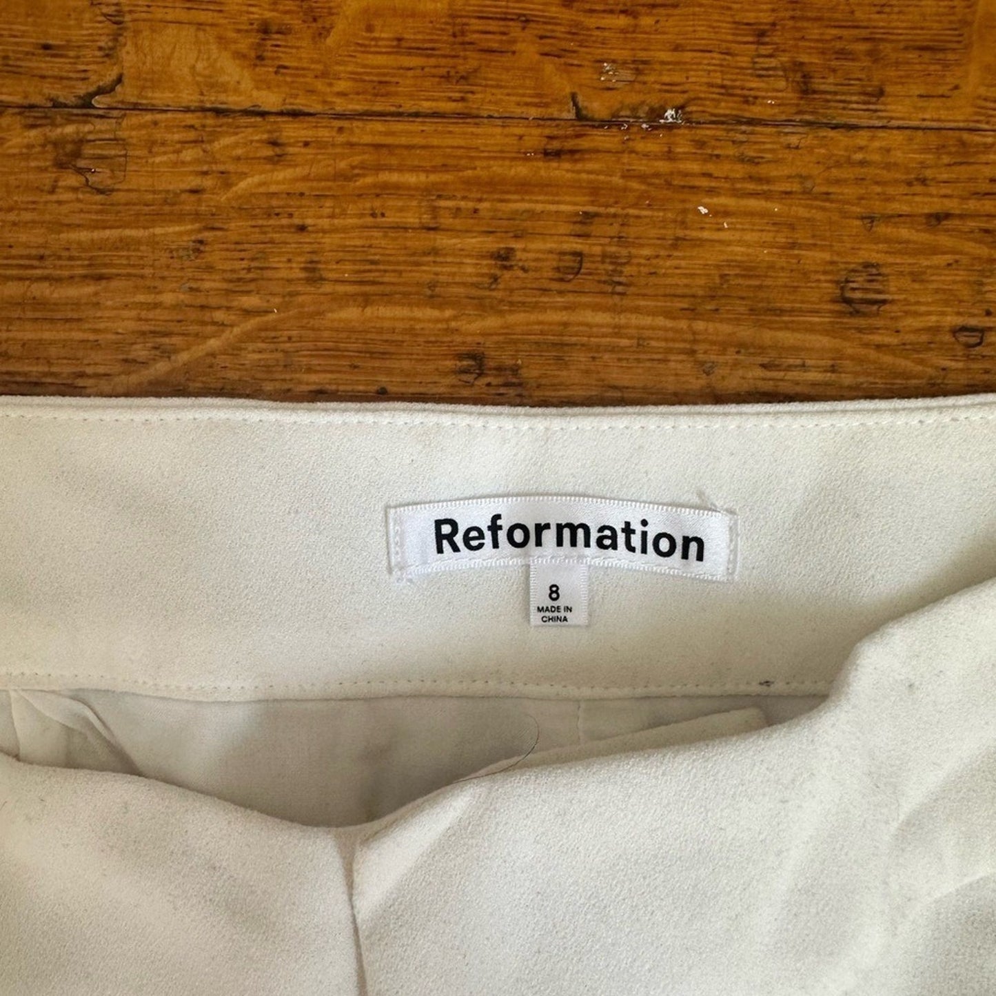 Reformation Cream Wide Leg Pants