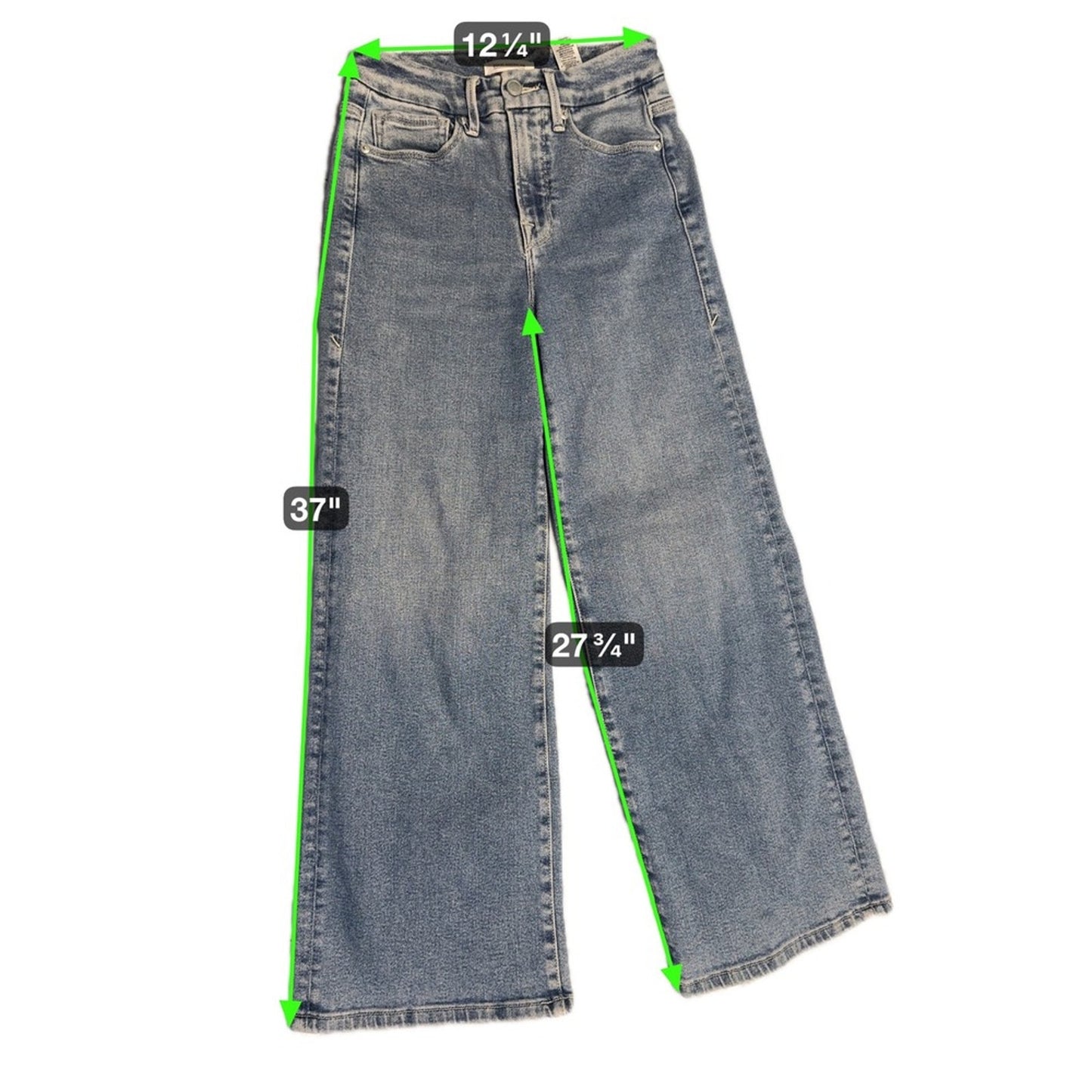 Good American Good Waist Palazzo Wide Leg Cropped Jeans Size 2/26 Blue Denim