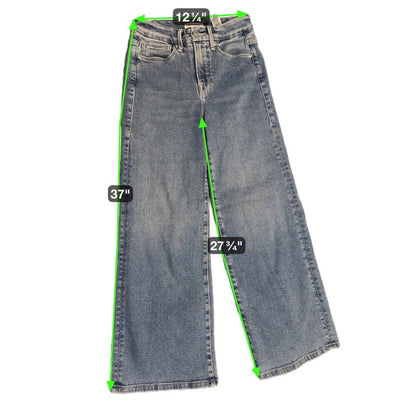 Good American Good Waist Palazzo Wide Leg Cropped Jeans Size 2/26 Blue Denim