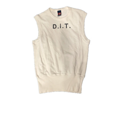 Diesel DIT Sleeveless Sweatshirt Top Cream White Crew Neck Mens Size M