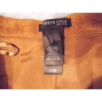 Kenneth Cole New York Suede Flare Pants Brown Size 6 Bootcut Distressed Look