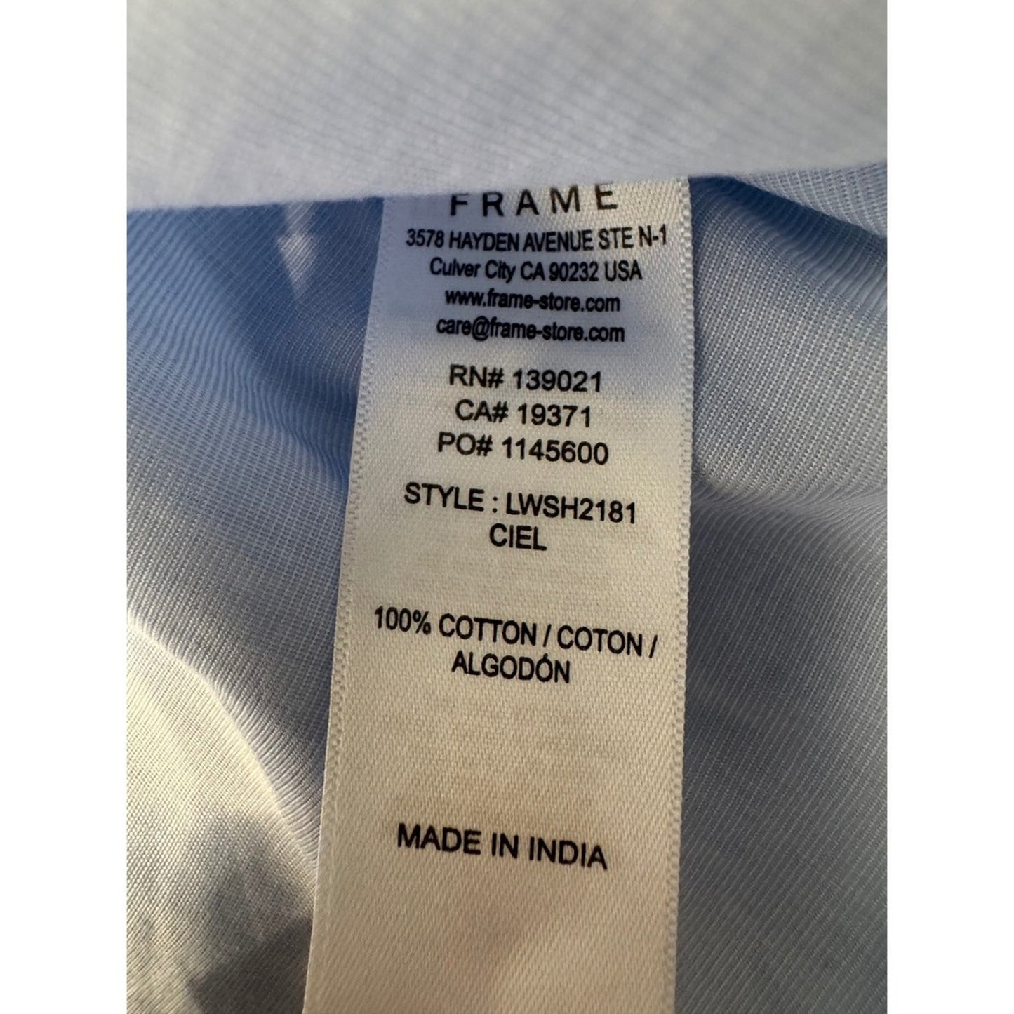 FRAME Women V Neck Cap Sleeve Tunic Top Blue M/M Cotton