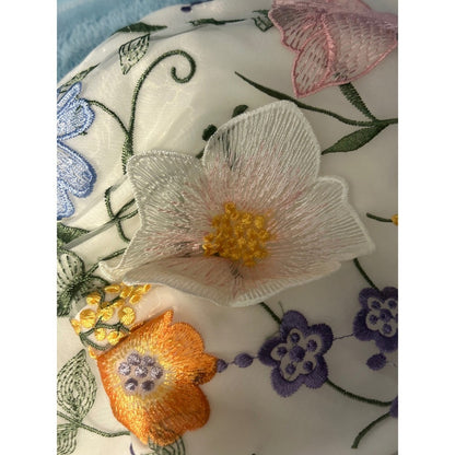 NWT & Other Stories Floral Embroidered Puff Sleeve Cropped Blouse White Size 8