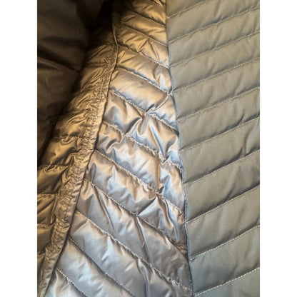 Athleta Black Down Feather Puffer Jacket Women's M Quilted Asymmetrical Zip Coat