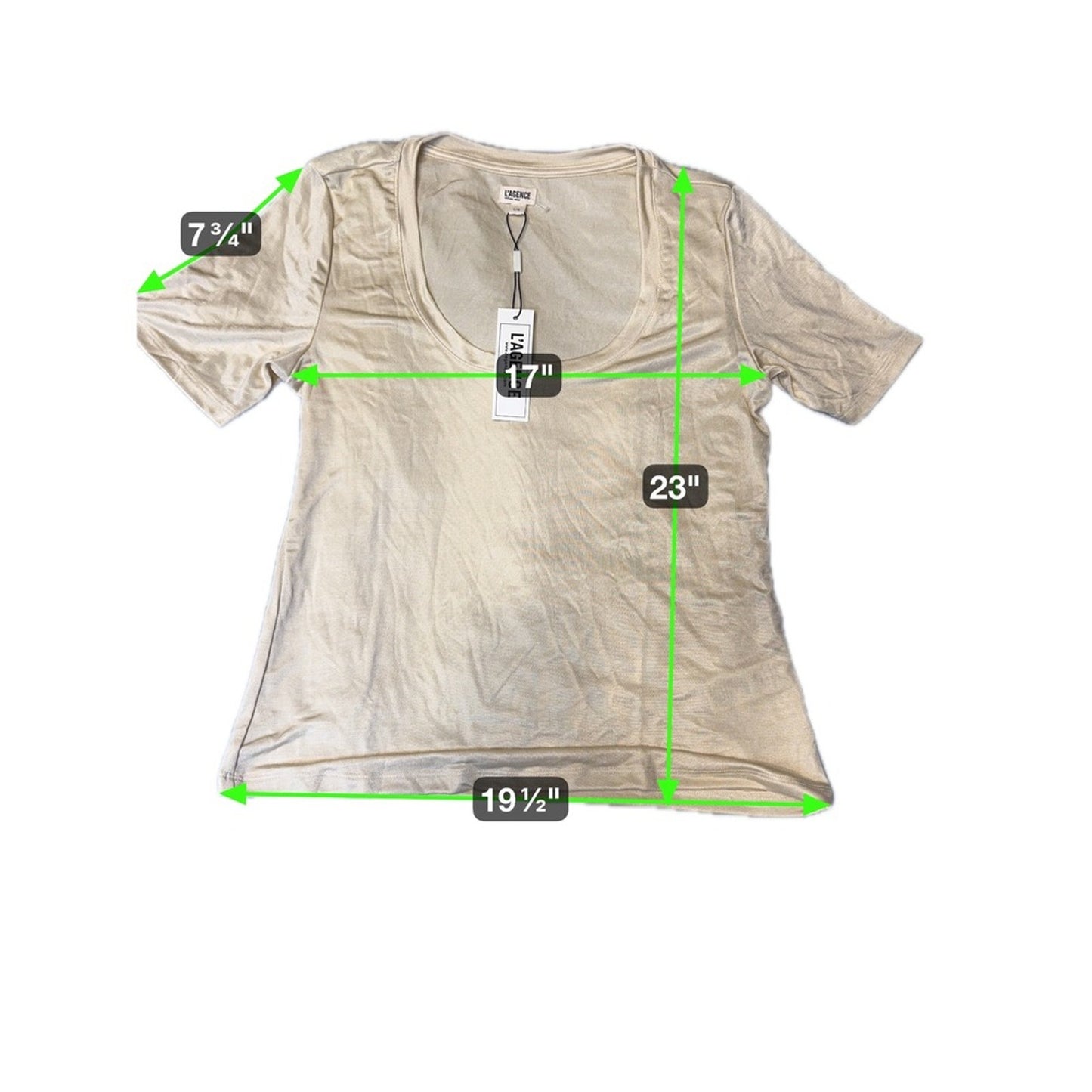 L'AGENCE Silk Blend Short Sleeve Blouse — Champagne Gold (S / Fits USA 2–4, NWT