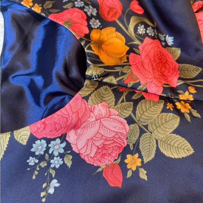 Chi Chi London Petite Navy Floral Fit & Flare Dress – UK 8 / US 4