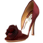 Badgley Mischka Burgundy Satin Heels 5.5M Rosette Pumps Wedding Party Shoes