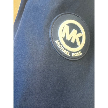 Michael Kors Varsity Jacket XL – Tan & Navy Bomber Coat NWT Logo Patch