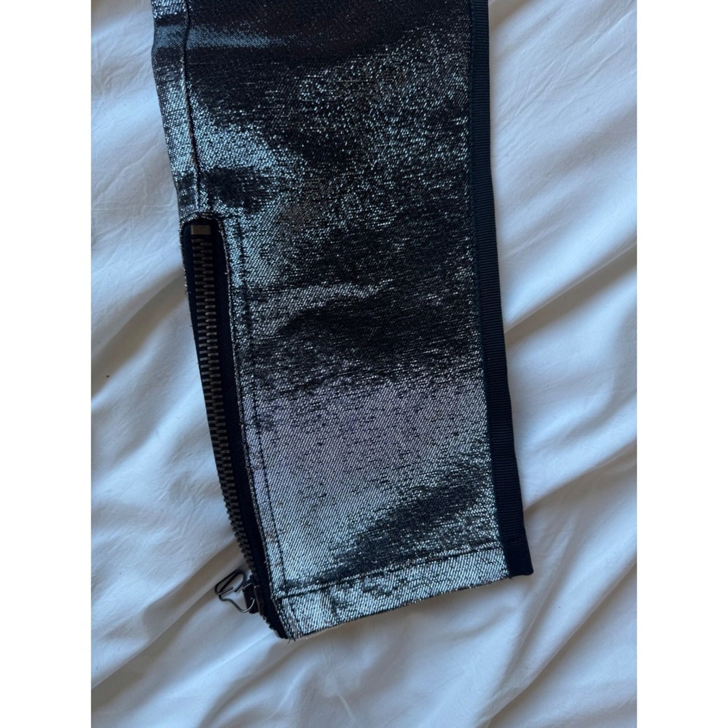 Balmain Paris Metallic Silver Skinny Pants – Size 36 (Made in France) Size 4
