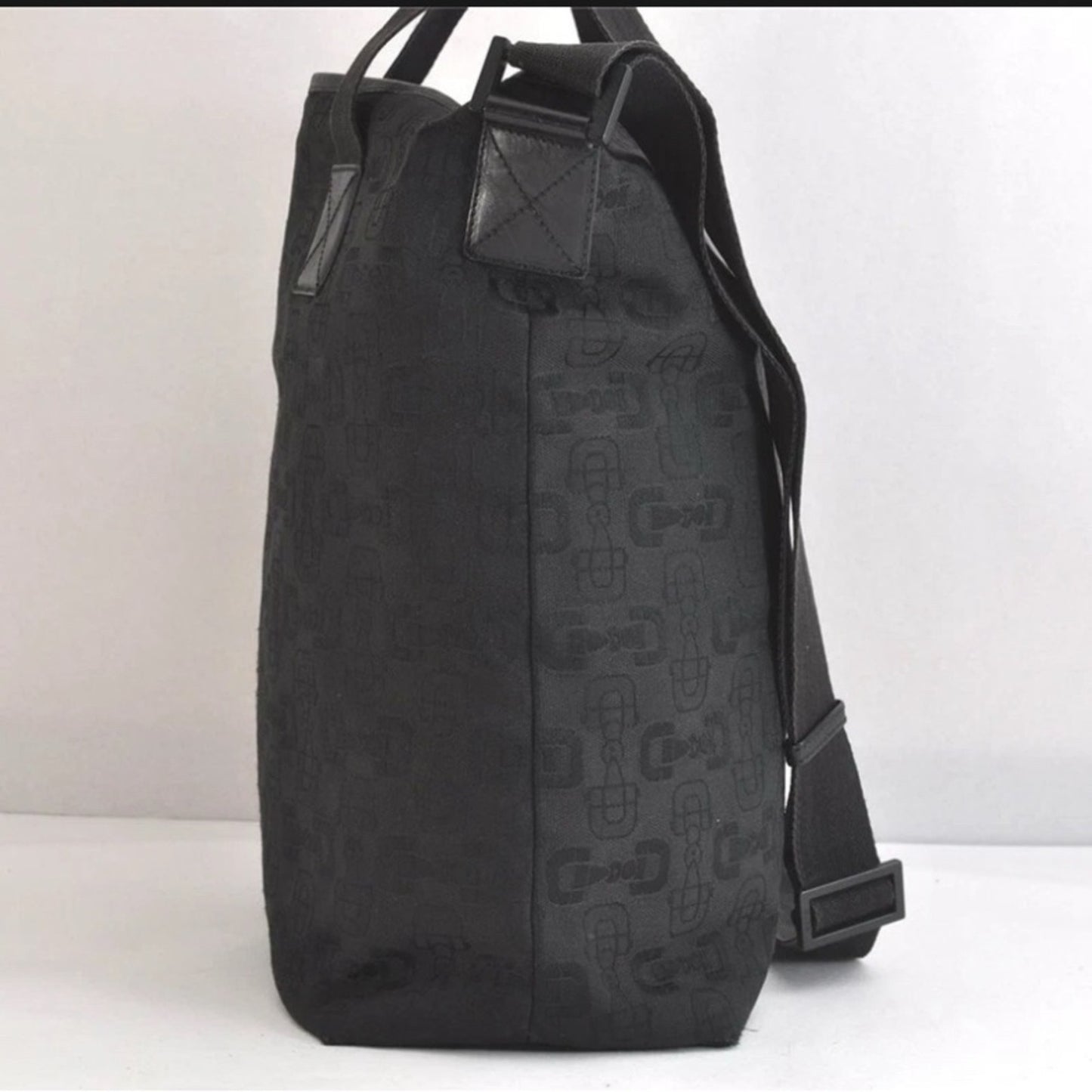 Gucci Horsebit Black Canvas Tote — Vintage Classic Style