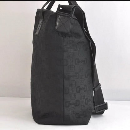 Gucci Horsebit Black Canvas Tote — Vintage Classic Style