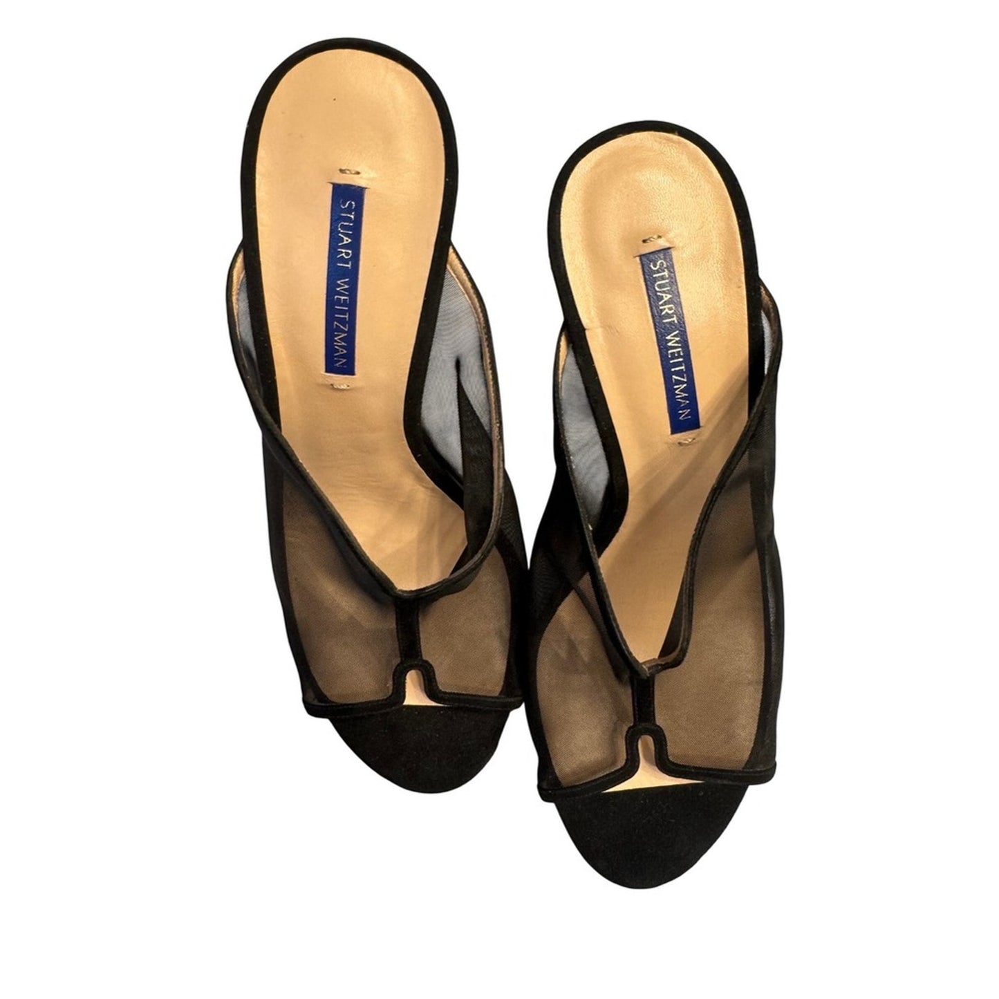 Stuart Weitzman Women's Heels Size 11 Black Suede Mesh High Heel Mules