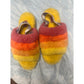 UGG Oh Yeah Slide Yellow Orange Pink Rainbow Fuzzy Furry Slippers
