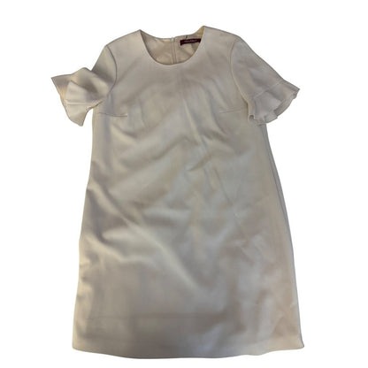 Size Small Max Mara Studio Women's Dress Short Sleeve Ruffle Hem Beige