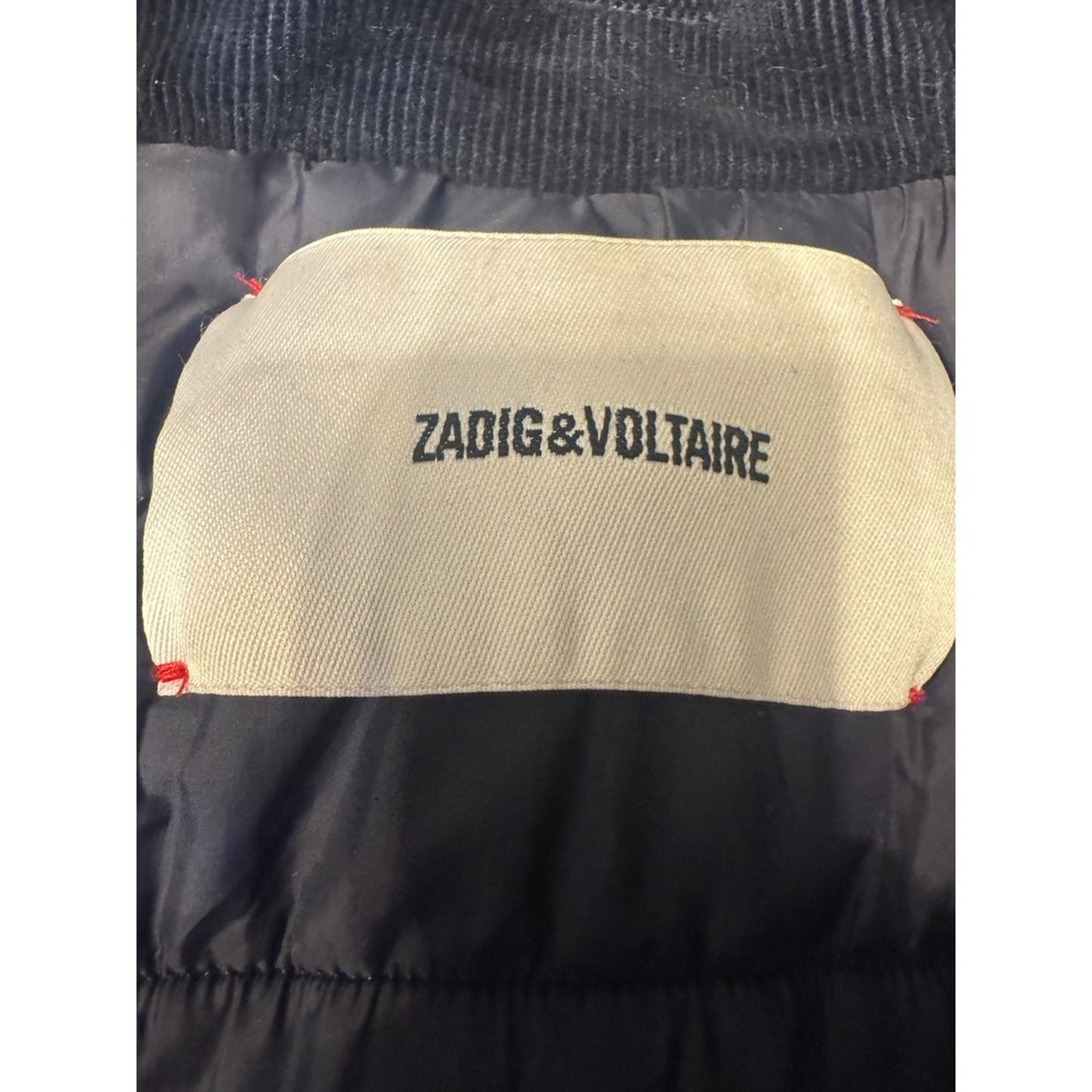 ZADIG & VOLTAIRE Corduroy Trucker Jacket Navy Blue Quilted Lined Mens Size XL