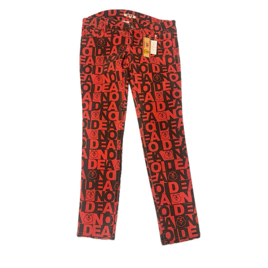 WC Japanese Kumatan Jeans Red Black All Over Print DEAD Bear Pants Size M