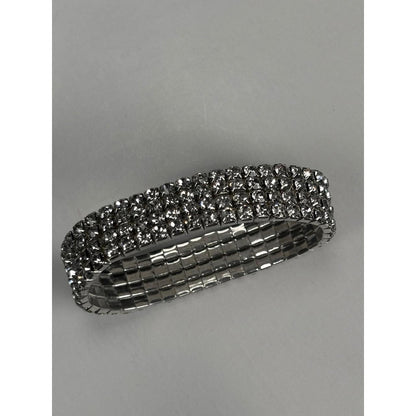 Rhinestone Stretch Bangle Bracelet Gold Tone Silver Tone