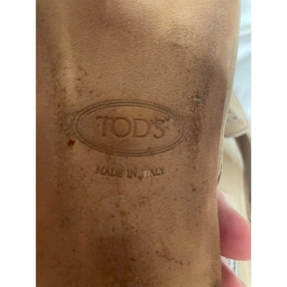TODS Suede Mules Pointed Toe Bow Accent Tan Made in Italy Women's Size 9