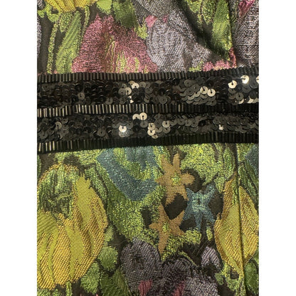 Carmen Marc Valvo Collection Floral Jacquard Dress Black Sequin Waist Size 10