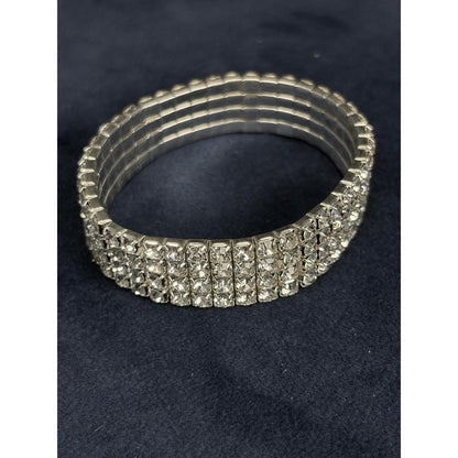 Rhinestone Stretch Bangle Bracelet Gold Tone Silver Tone