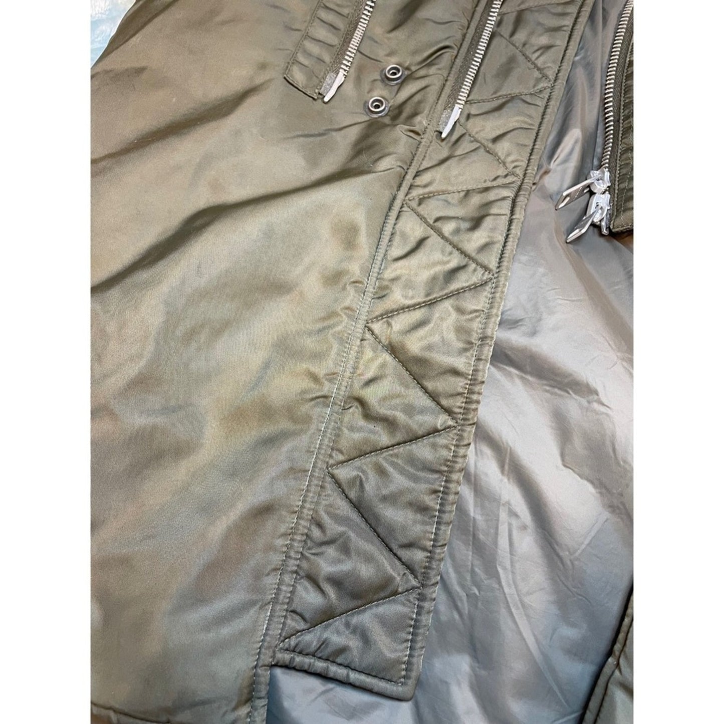 ALLSAINTS Olive Green Nylon Bomber Coat  With Multiple Zippers Size Small