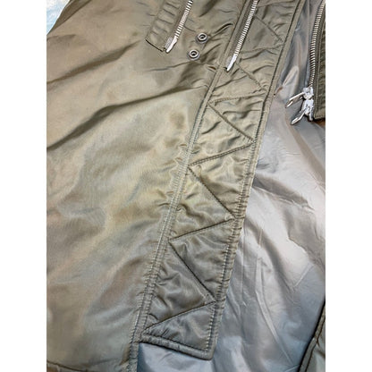 ALLSAINTS Olive Green Nylon Bomber Coat  With Multiple Zippers Size Small