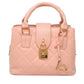 Quilted Satchel Top Handle Bag Gold Accents Blush Pink Purse