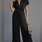 Anthropologie Somerset Satin Wide Leg Jumpsuit Black Size S