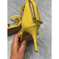 42 Gold Yellow Leather Floral Heels – Size 10