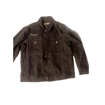 Pangaia Denim Jacket Black Button Front Utility Style Medium
