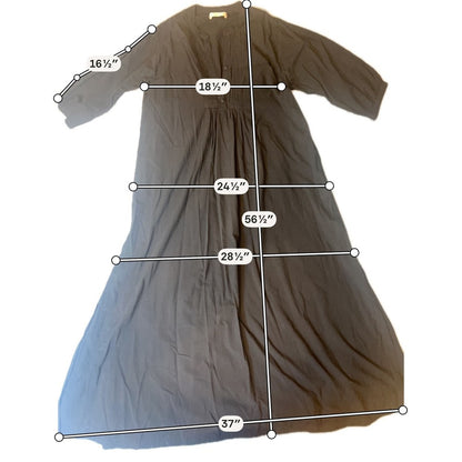 Natalie Martin Maxi Dress Womens XL Black Cotton Pleated Bib Boho Long Sleeve