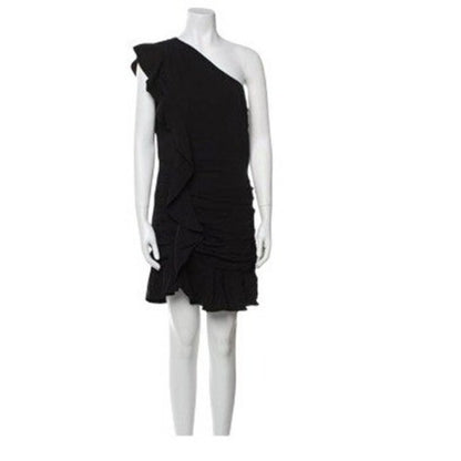 Veronica Beard One Shoulder Ruched Mini Dress Black size 8