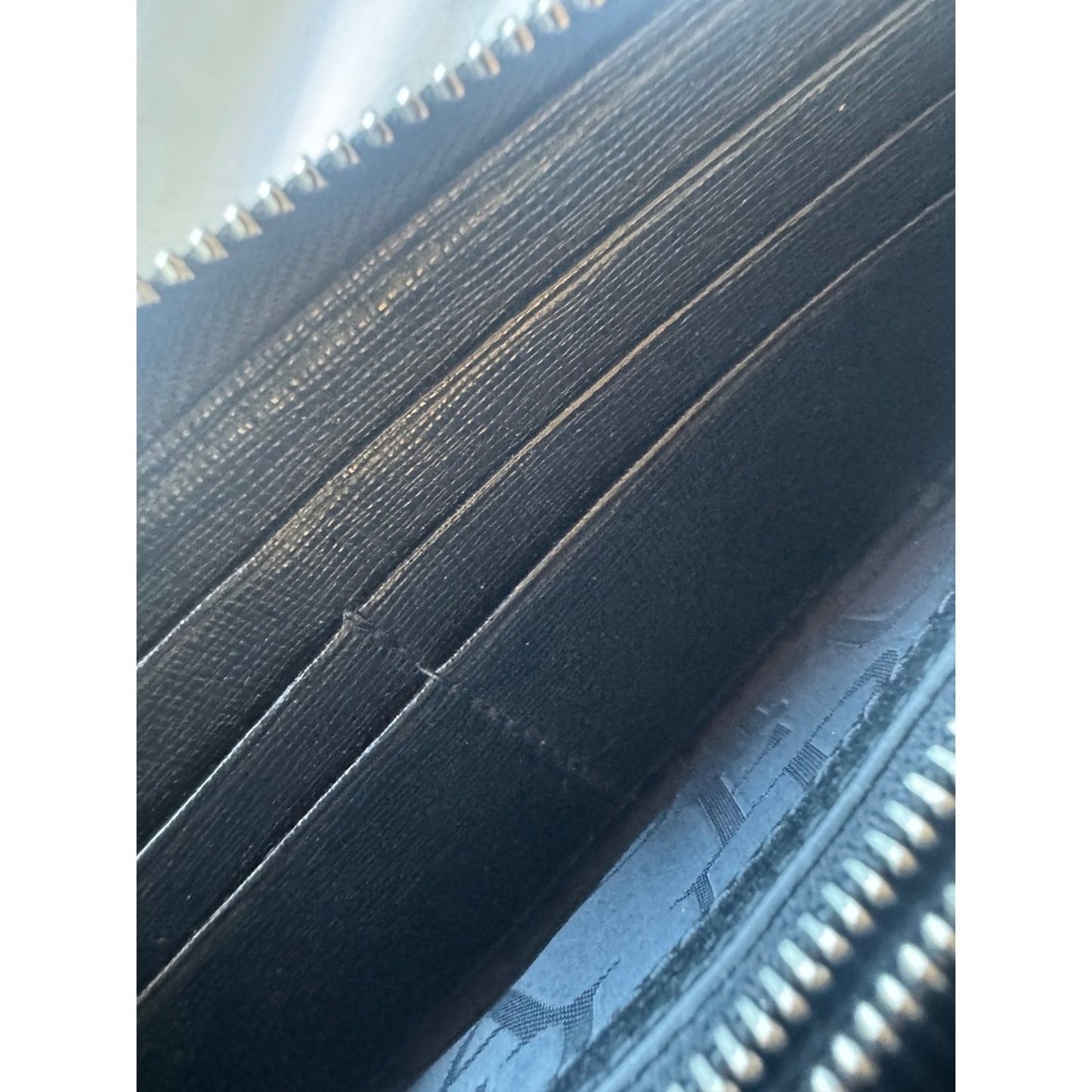 Furla Black Textured Leather Zip Around Continental Wallet Purse