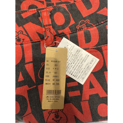 WC Japanese Kumatan Jeans Red Black All Over Print DEAD Bear Pants Size M