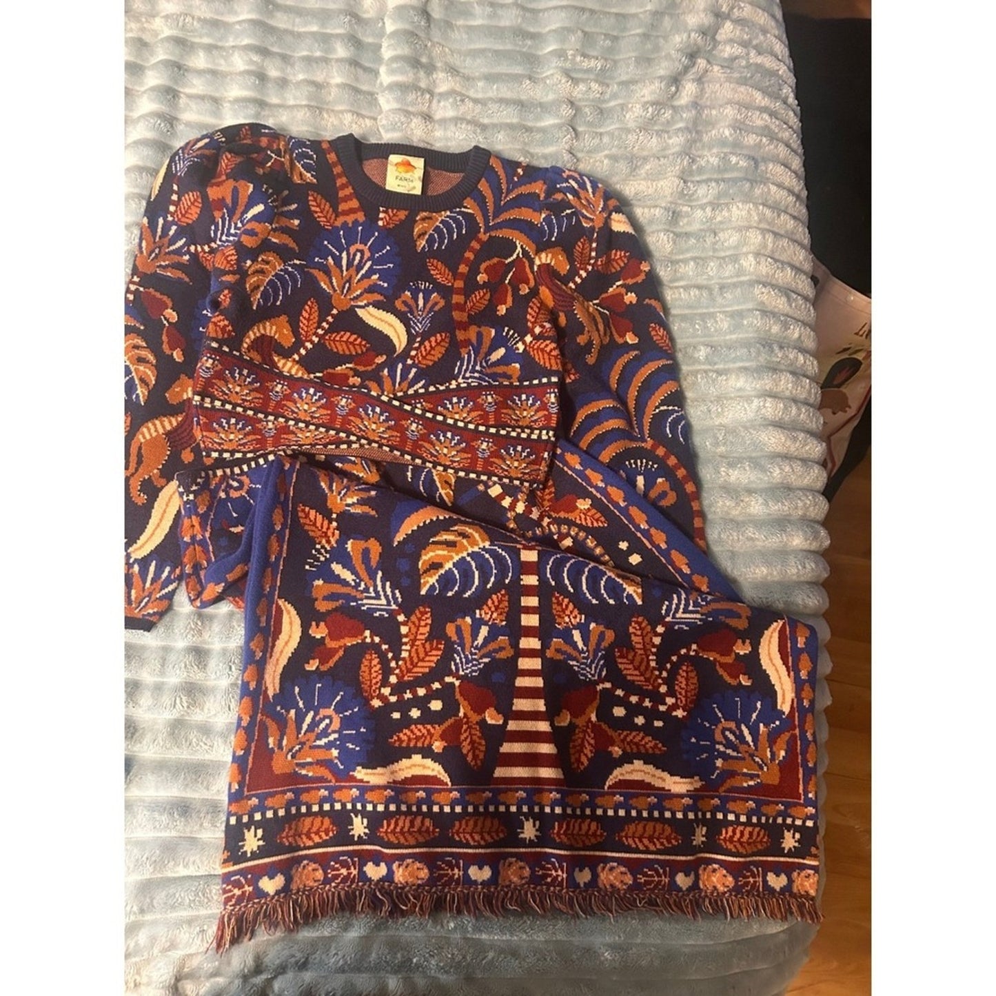 Farm Rio Tropical Print Cropped Sweater & Midi Skirt Set size L