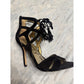 NWT Sam Edelman  Azela Black Suede Tassel Tie Up Gladiator Stiletto Heels Size 6