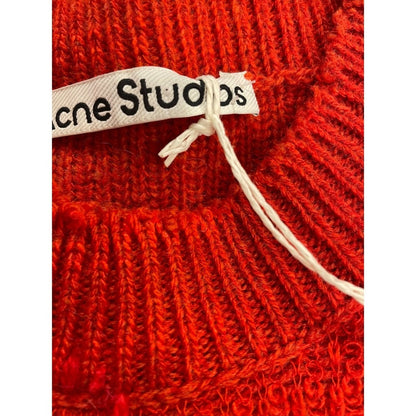 Acne Studios Red Embellished Knit Sweater Cropped  Long Sleeve NWT size M